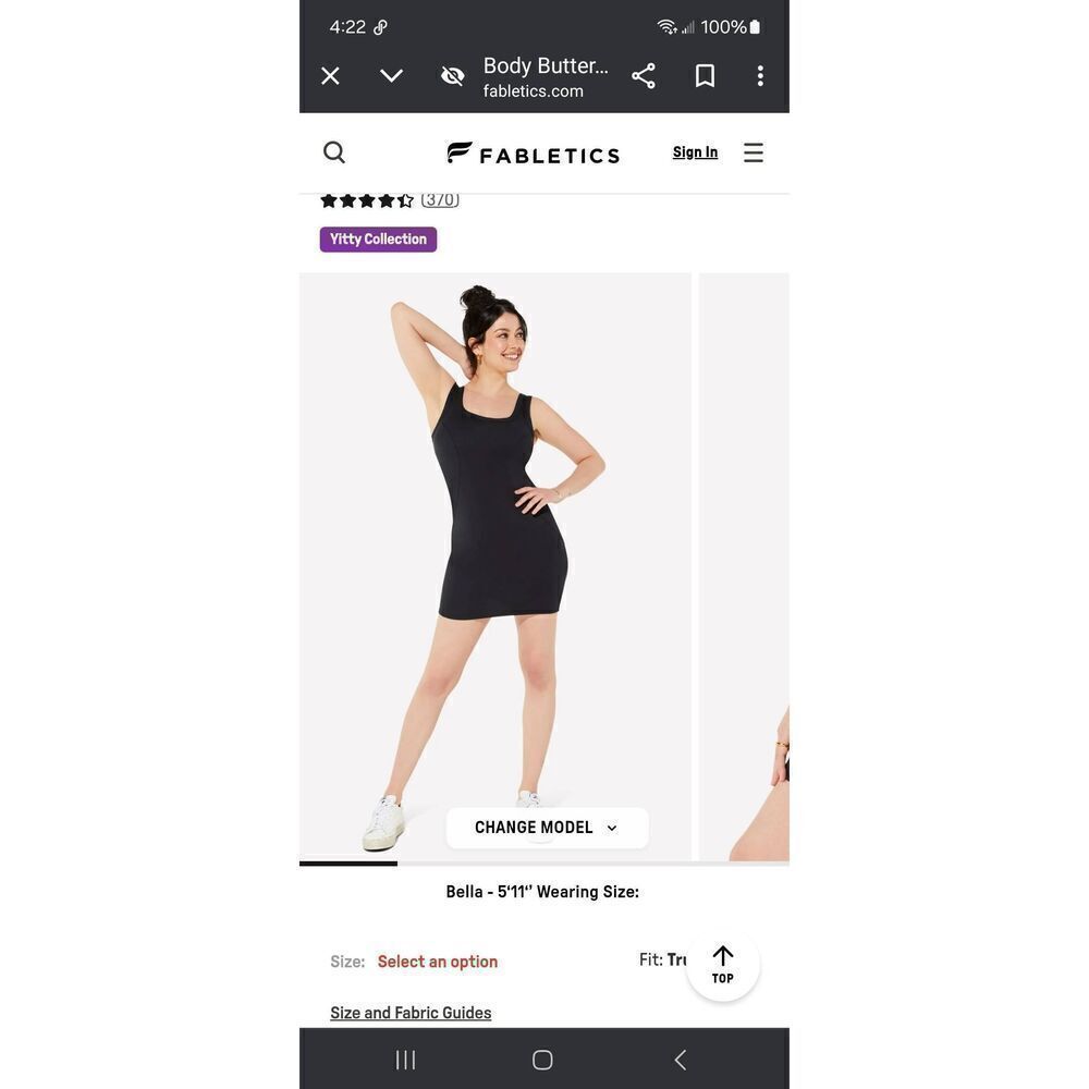 New 3X Fabletics Yitty Black Body Butter Tank Mini Dress Sleeveless Sundress NWT